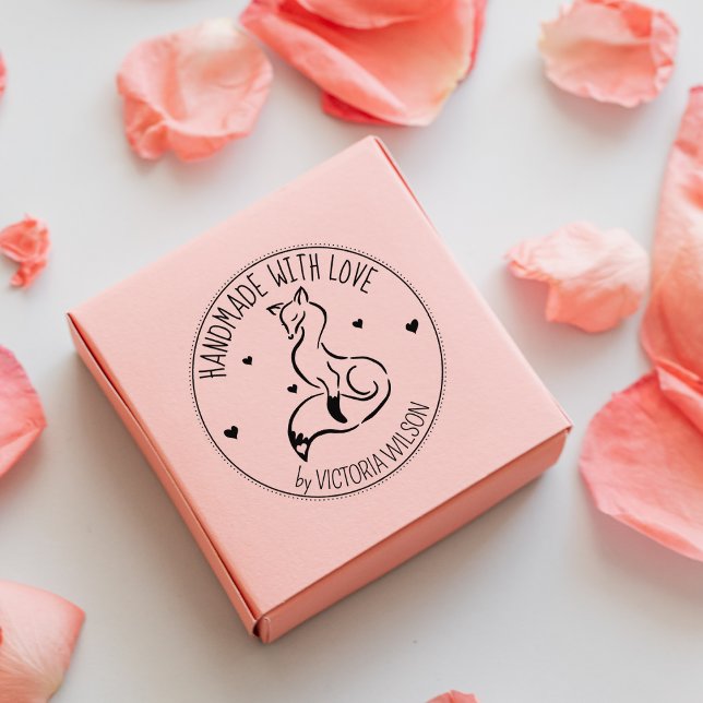 Carimbo De Borracha Raposa Elegante, Feita À Mão Com Amor, (Criador carregado)