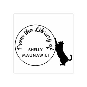 Carimbo De Borracha Rasgando o Catálogo de Gatos da Biblioteca de Nome