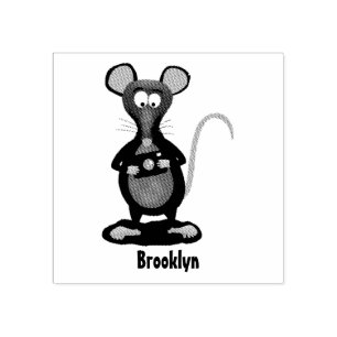 Carimbo De Borracha Rato engraçado com ilustração de desenho animado c