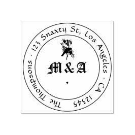 Carimbo De Borracha Raven Gothic Wedding Monograma