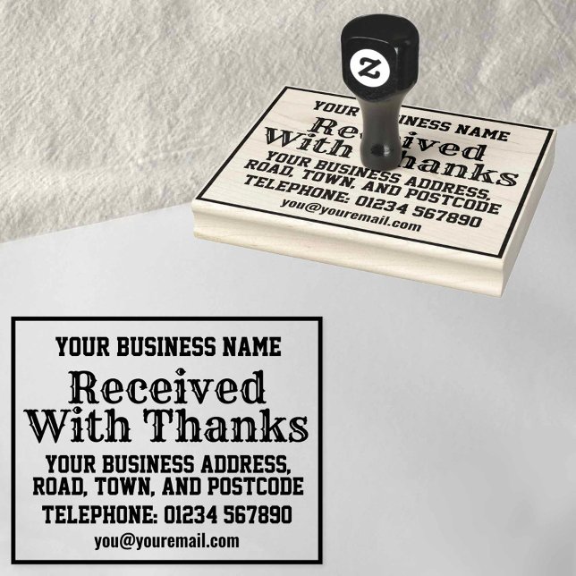 Carimbo De Borracha Recebido Com Agradecimento com Nome, Endereço, etc (Criador carregado)