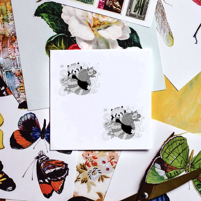 Carimbo De Borracha Red Panda Lotus Flowers Henna (Criador carregado)