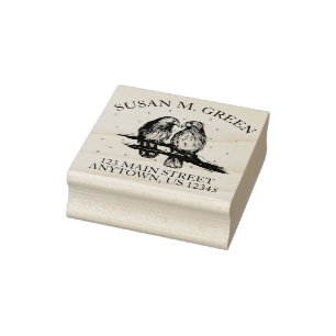 Carimbo De Borracha Red Tailk Lovebird Snow Bird Address