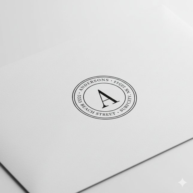 Carimbo De Borracha (REDIMENSIONADO) Monograma Elegante Endereço de de (Criador carregado)