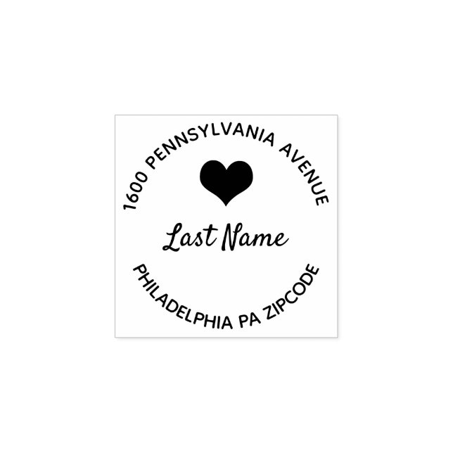 Carimbo De Borracha Redondo do Coração (Impressão)