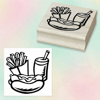 Carimbo De Borracha Refrigerante de Comida Rápida Batata Frita Cachorr