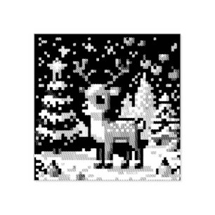 Carimbo De Borracha Reindeer de Natal Winter Wonderland Pixel Art