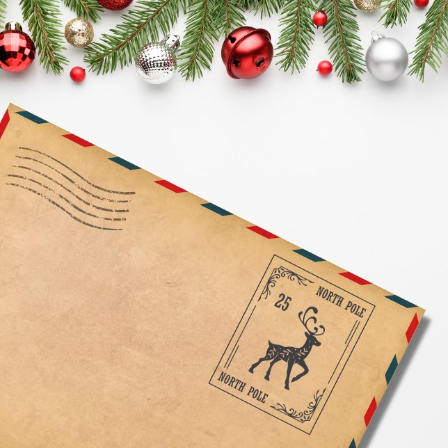 Carimbo De Borracha Reindeer do Polo Norte Natal Festivo (Criador carregado)