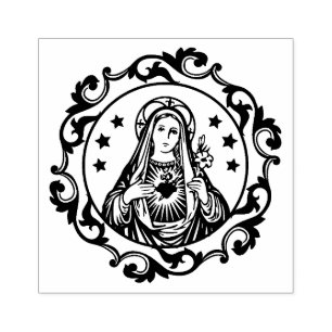 Carimbo De Borracha Religião Católica do Coração Imaculado da Virg