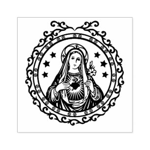 Carimbo De Borracha Religião Católica do Coração Imaculado da Virg