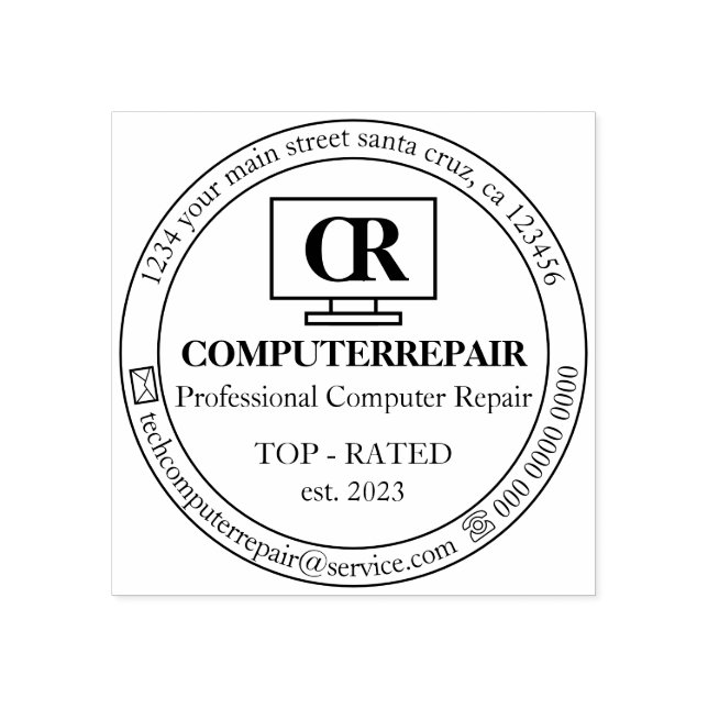 Carimbo De Borracha Reparo De Computador Com Tecnologia Mecânica Simpl (Impressão)