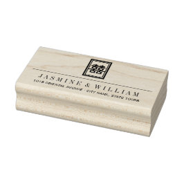 Carimbo De Borracha Retângulo Clássico Felicidade Dupla Casamento Chin