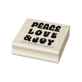 Carimbo De Borracha Retro Groovy Peace Love Joy Holiday