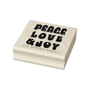 Carimbo De Borracha Retro Groovy Peace Love Joy Holiday