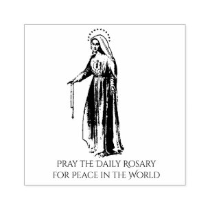 CARIMBO DE BORRACHA REZAR O ROSÁRIO DIÁRIO PELA PAZ NO MUNDO