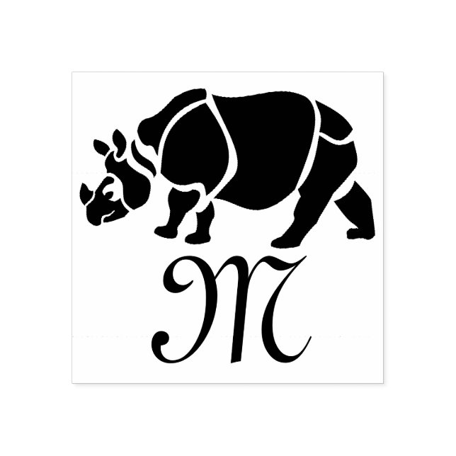 Carimbo De Borracha Rinoceronte excelente Indiano Monograma do Rinocer (Impressão)