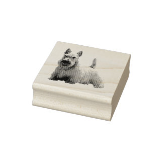 Carimbo De Borracha Roda escocesa terrier feliz/frente