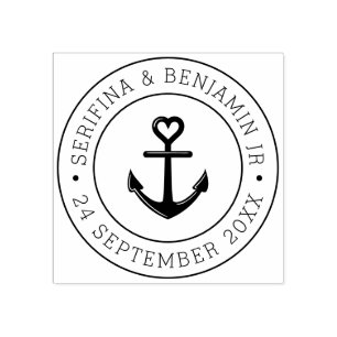 Carimbo De Borracha Ronda Náutica Romântica de Casamento de Barcos