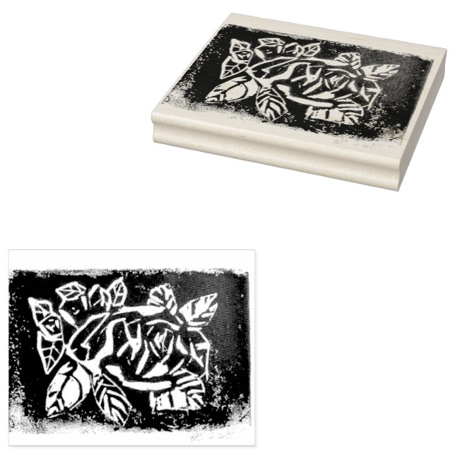 Carimbo De Borracha Rosa do Linocut (Carimbado)