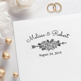 Carimbo De Borracha Rosas de Seta Tribal Floral Salvem o Casamento de 