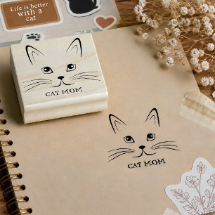Carimbo De Borracha Rosto de Gato Texto Personalizado