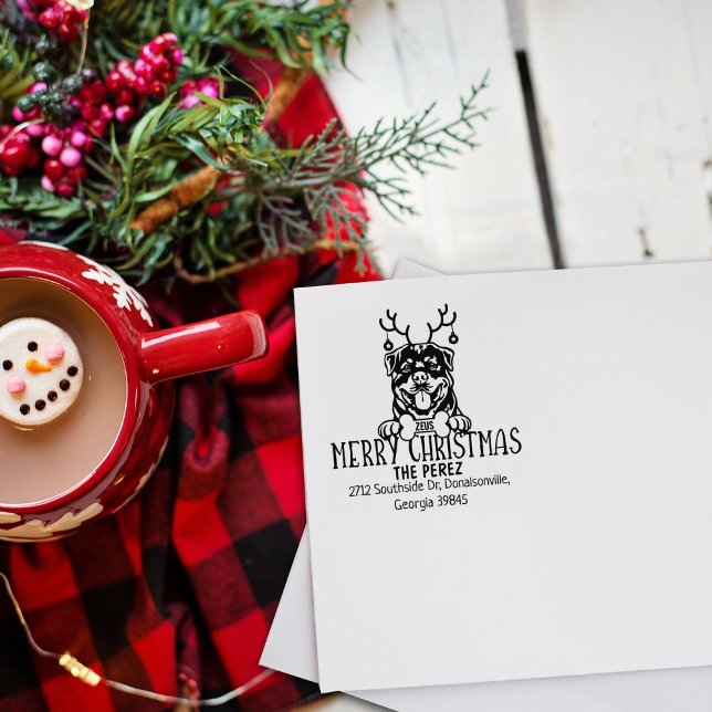 Carimbo De Borracha Rottweiler Cachorro Feliz Endereço de Volta de Nat (Criador carregado)