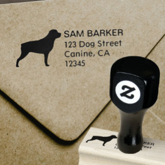 Carimbo De Borracha Rottweiler Dog Breed Silhouette Endereço de Devolu