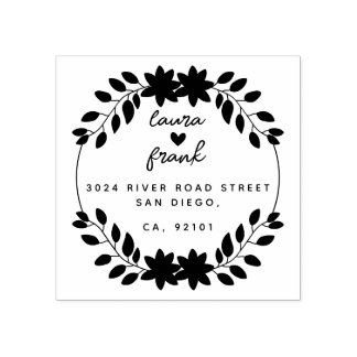 Carimbo De Borracha Round Deixa Nomes de Casais Endereço de Devolução 