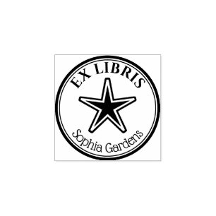 Carimbo De Borracha Round Ex Libris - Estrela Destaques