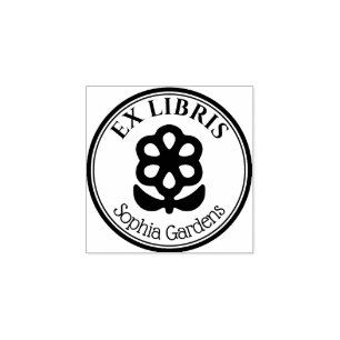 Carimbo De Borracha Round Ex Libris - Flor e Deixa Motif