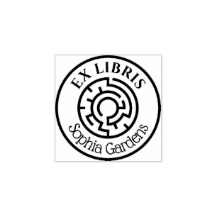 Carimbo De Borracha Round Ex Libris Labyrinth