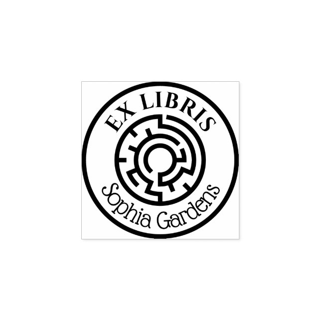 Carimbo De Borracha Round Ex Libris Labyrinth (Impressão)