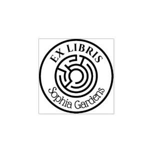 Carimbo De Borracha Round Ex Libris Labyrinth 03