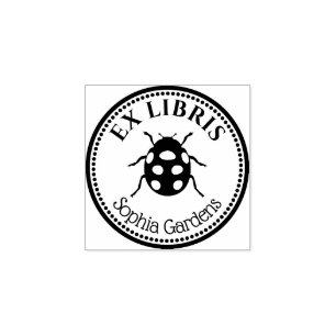 Carimbo De Borracha Round Ex Libris - Ladybird
