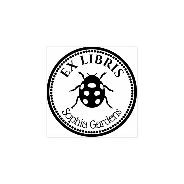 Carimbo De Borracha Round Ex Libris - Ladybird (Impressão)
