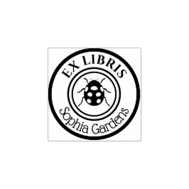 Carimbo De Borracha Round Ex Libris Ladybird Motif
