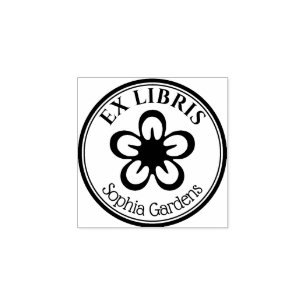 Carimbo De Borracha Round Ex Libris - Motif Flor