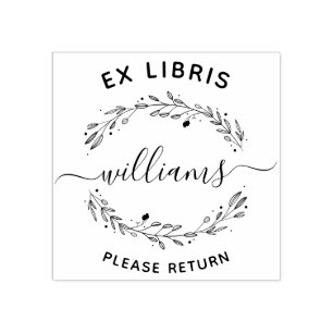 Carimbo De Borracha Rush Deixa Script Family Name Ex Libris Book