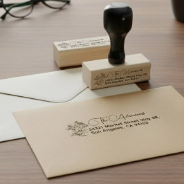 Carimbo De Borracha Rustic Botanical Name & Cute Fancy Return Address