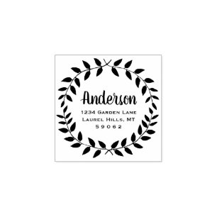 Carimbo De Borracha Rustic Country Greenery Family Name Endereço de de