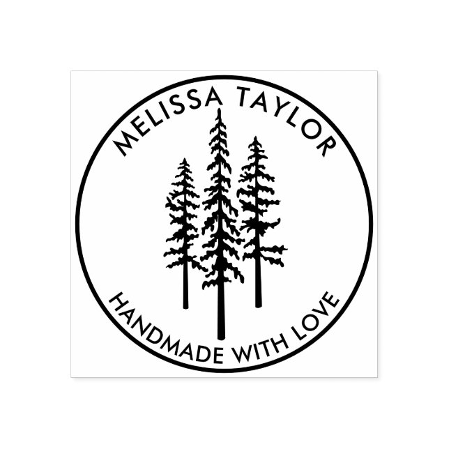 Carimbo De Borracha Rustic Crie Seu Próprio Nome Da Família De Pinheir (Impressão)