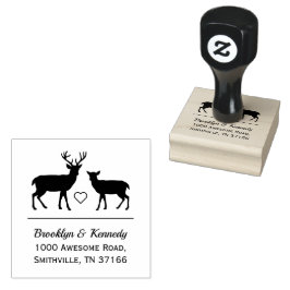 Carimbo De Borracha Rustic Deer Weding Name Return Address