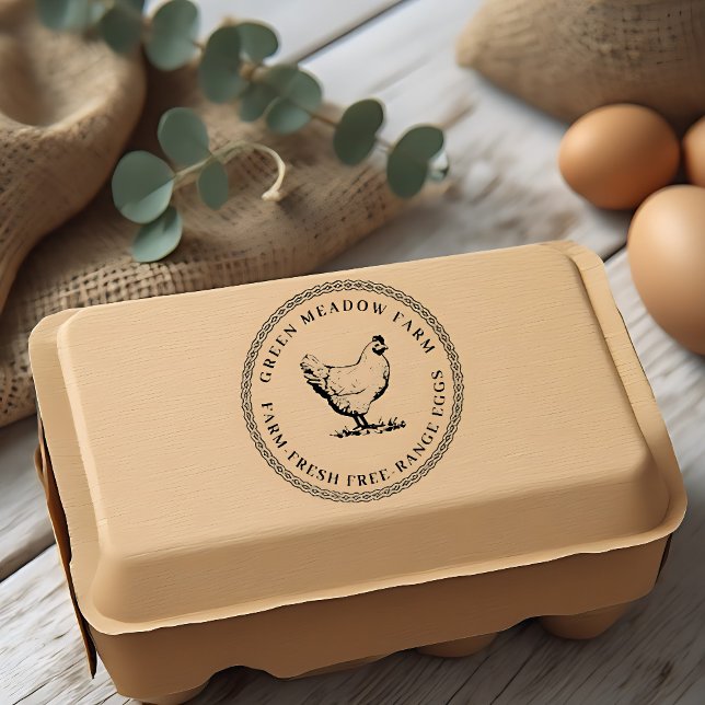 Carimbo De Borracha Rustic Family Farm Chicken Egg Carton Rubber Stamp (Criador carregado)