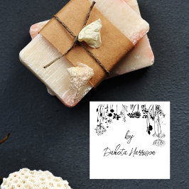 Carimbo De Borracha Rustic Floral Modern Script Custom Name Signature