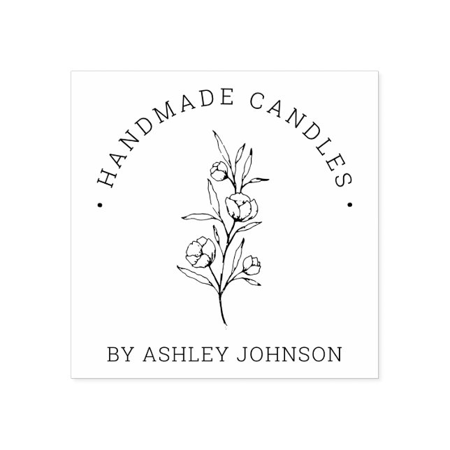 Carimbo De Borracha Rustic Floral Personalizado À Mão Por (Impressão)