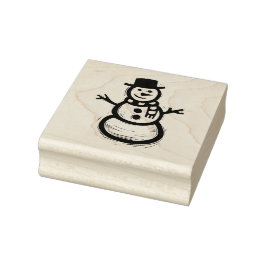 Carimbo De Borracha Rustic Folk Art Snowman Natal