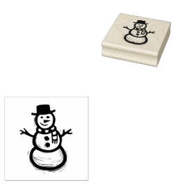Carimbo De Borracha Rustic Folk Art Snowman Natal