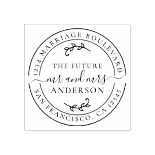 Carimbo De Borracha Rustic Future Sr.ª Round Return Endereço Rubber S