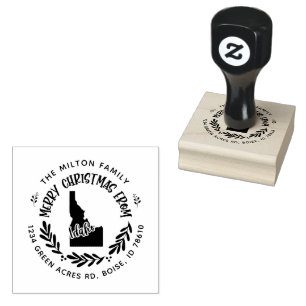 Carimbo De Borracha Rustic Idaho Merry Christmas Return Endereço