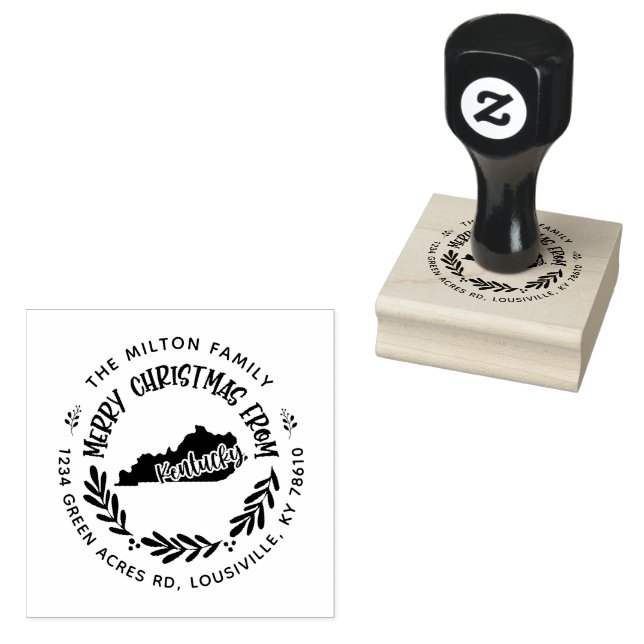 Carimbo De Borracha Rustic Kentucky Felry Endereço de Regresso de Nata (Carimbado)